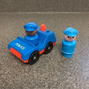 Vintage Fisher-Price, little people, police car and two policemen